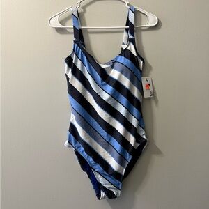NEW‎ Nine West onepiece blue striped classic coverage padded Size medium
